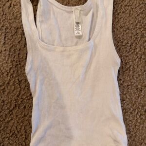 Skims White Ribbed Tank Top - Women
